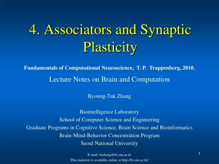 4 associators and synaptic plasticity