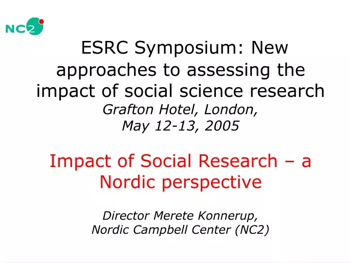 esrc symposium new approaches to assessing