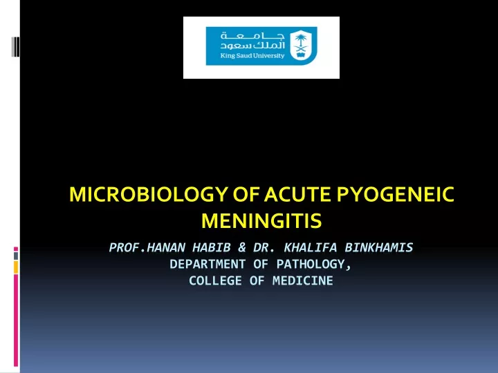 microbiology of acute pyogeneic meningitis
