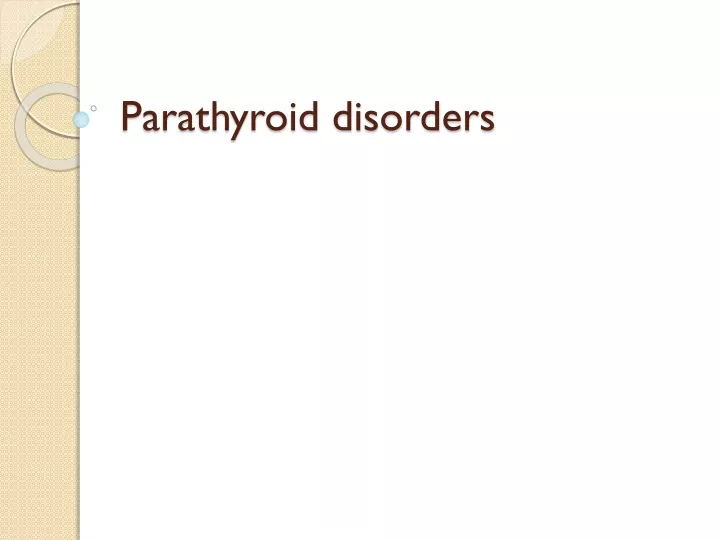 parathyroid disorders