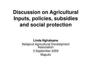 Discussion on Agricultural Inputs, policies, subsidies  and social protection