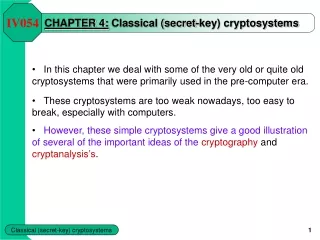 CHAPTER 4:  Classical (secret-key) cryptosystems