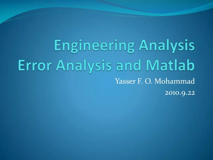 engineering analysis error analysis and matlab