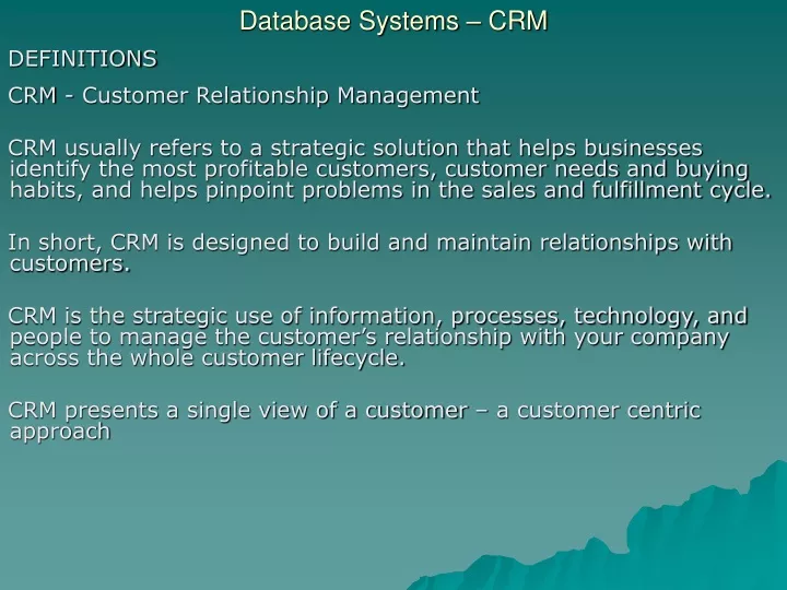 database systems crm