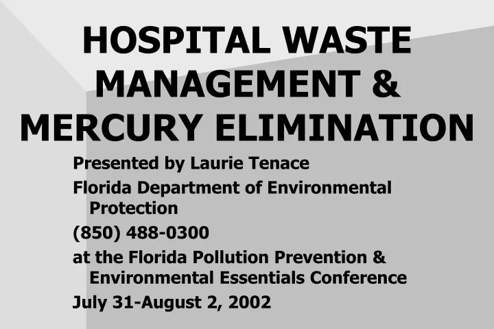 hospital waste management mercury elimination