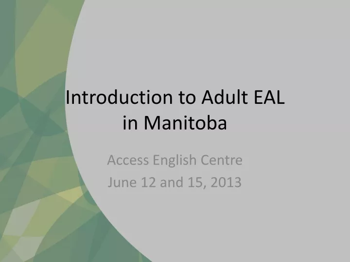 introduction to adult eal in manitoba