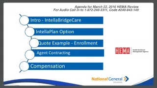 Agenda for March 22, 2016 HEMA  Review For Audio Call in to 1-872-240-3311, Code #240-843-149