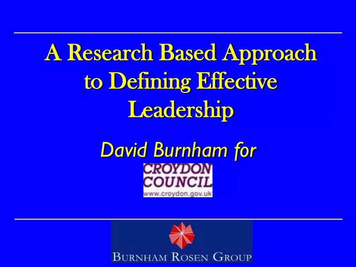 a research based approach to defining effective leadership