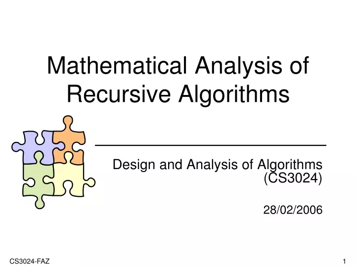 mathematical analysis of recursive algorithms