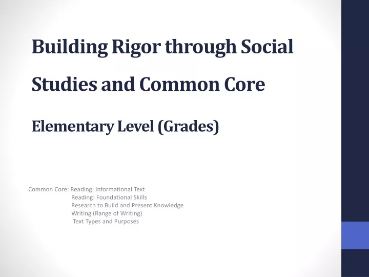 building rigor through social studies and common core elementary level grades