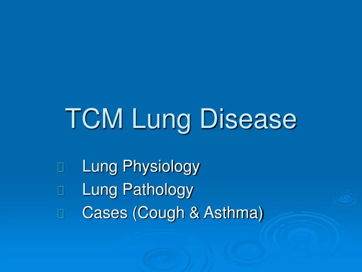 tcm lung disease