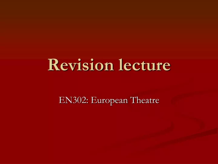 revision lecture