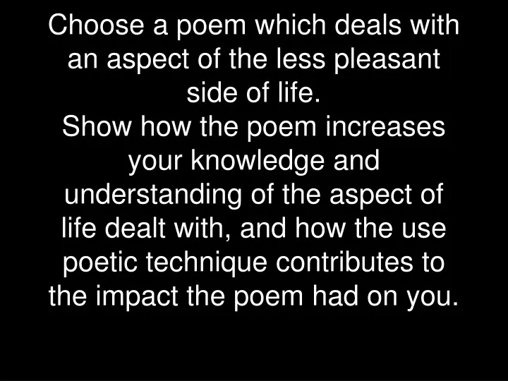 choose a poem which deals with an aspect