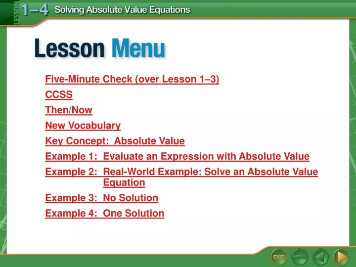 lesson menu