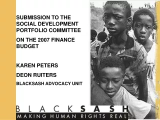 SUBMISSION TO THE SOCIAL DEVELOPMENT  PORTFOLIO COMMITTEE ON THE  2007 FINANCE BUDGET KAREN PETERS