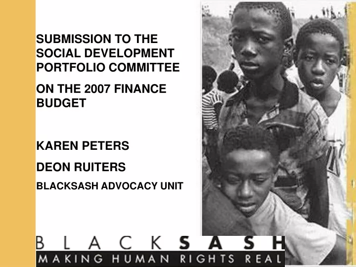 submission to the social development portfolio