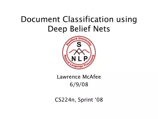 Document Classification using Deep Belief Nets