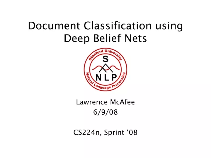 document classification using deep belief nets