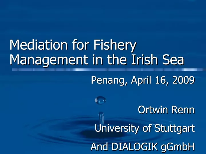 mediation for fishery management in the irish sea