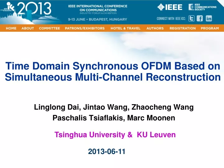 time domain synchronous ofdm based on simultaneous multi channel reconstruction