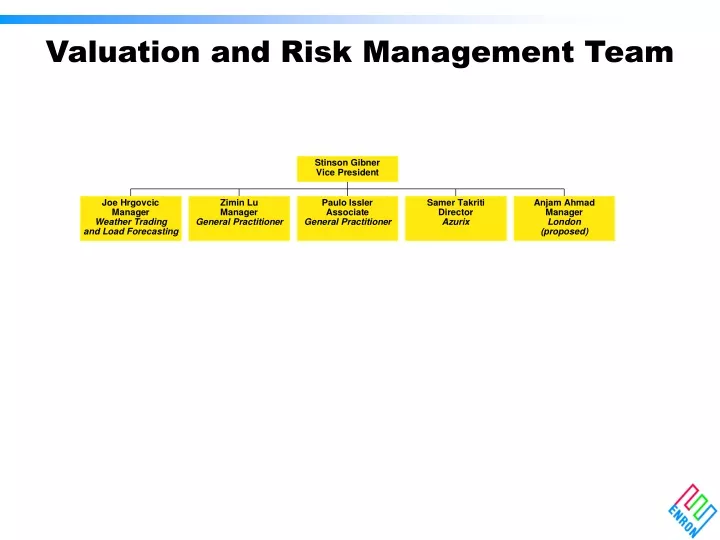 valuation and risk management team