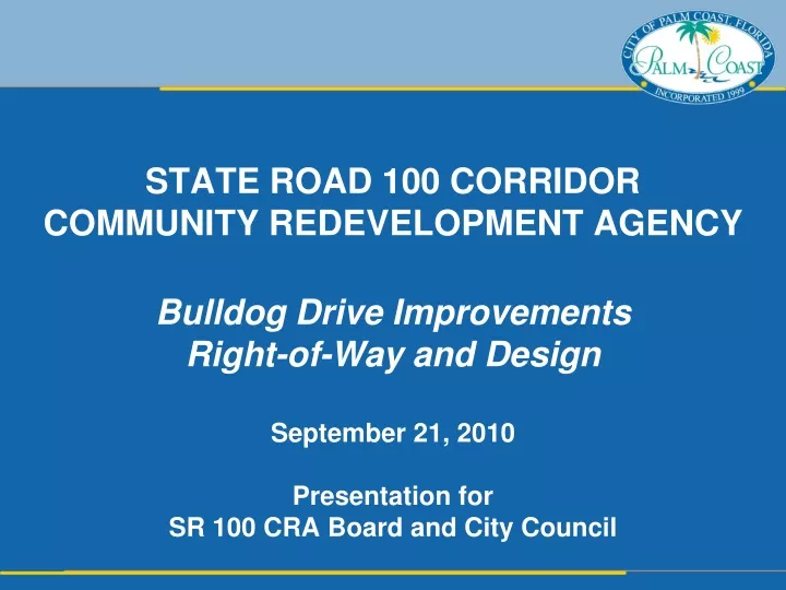 state road 100 corridor community redevelopment