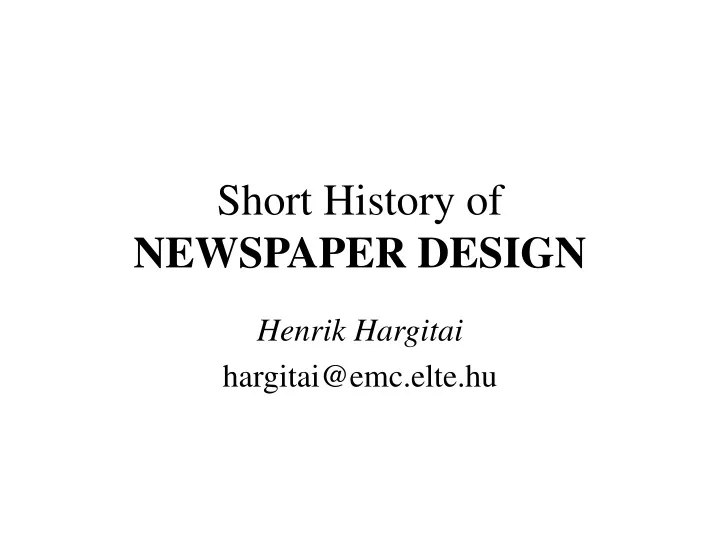 short history of newspaper design
