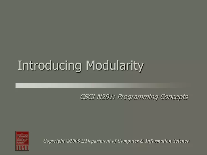 introducing modularity