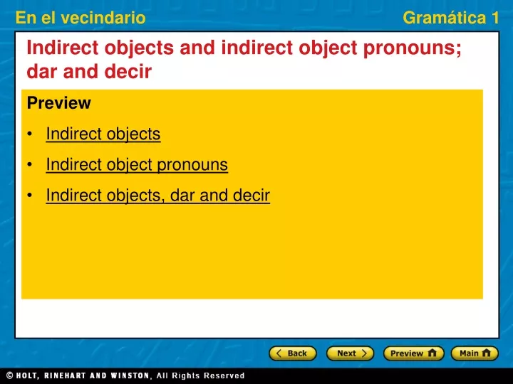 indirect objects and indirect object pronouns