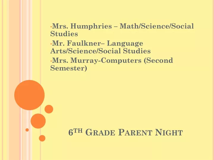 6 th grade parent night