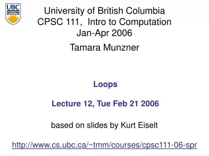 loops lecture 12 tue feb 21 2006