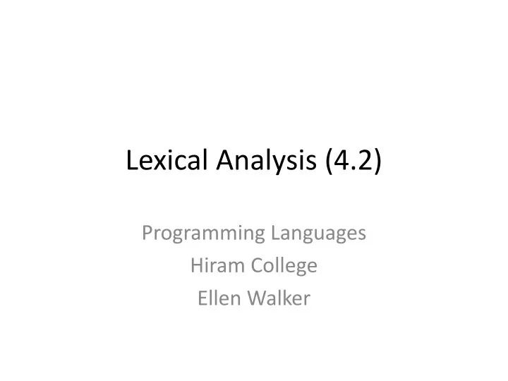 lexical analysis 4 2