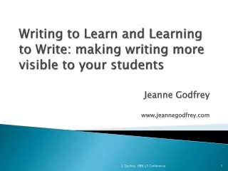 Writing to Learn and Learning to Write: making writing more visible to your students