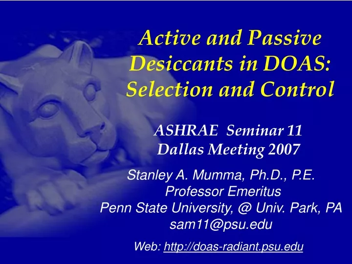 active and passive desiccants in doas selection and control