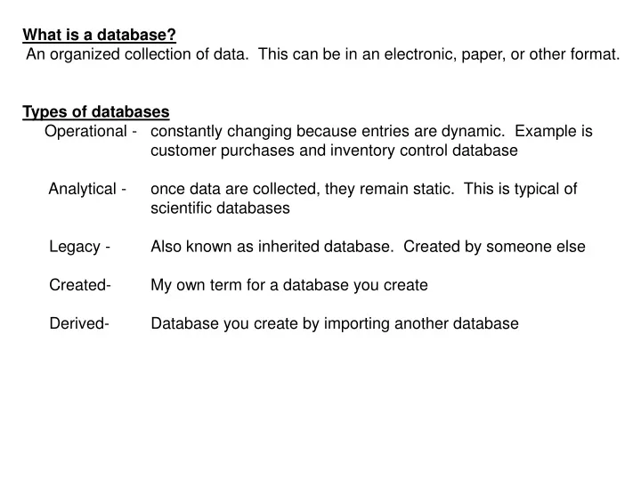 what is a database an organized collection
