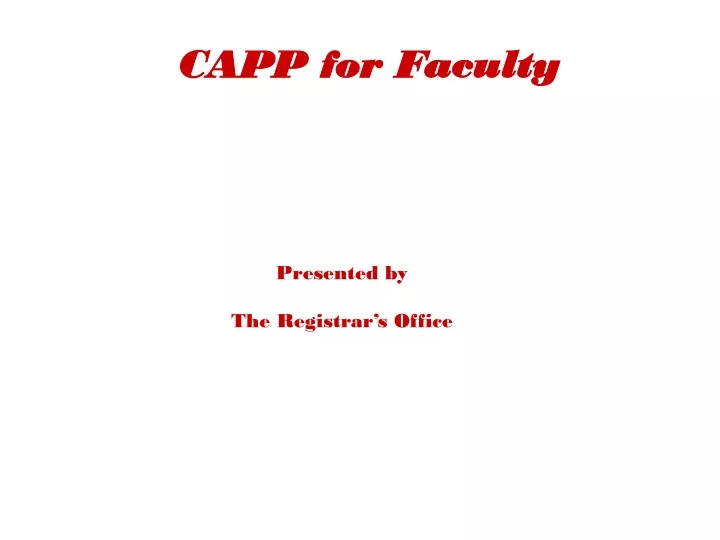 capp for faculty