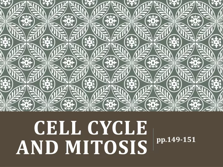 cell cycle and mitosis