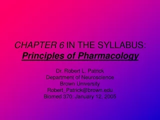 CHAPTER 6  IN THE SYLLABUS: Principles of Pharmacology