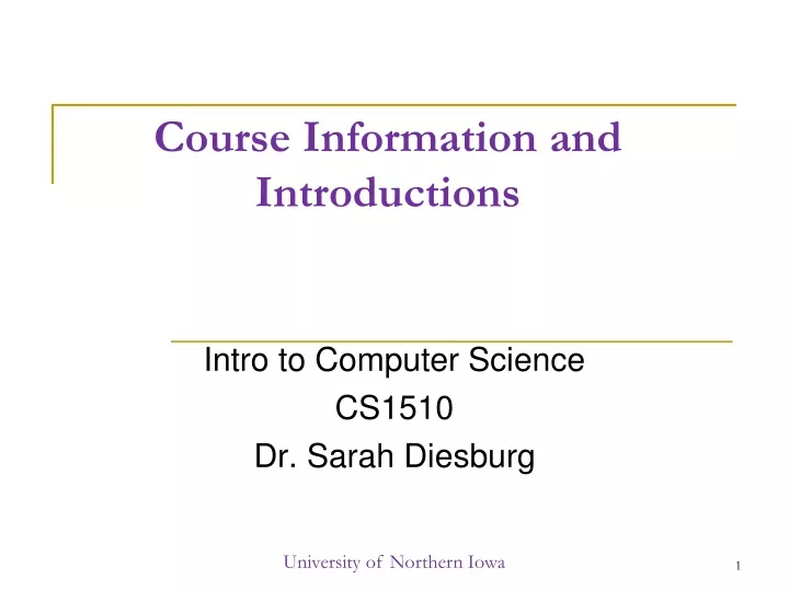 course information and introductions