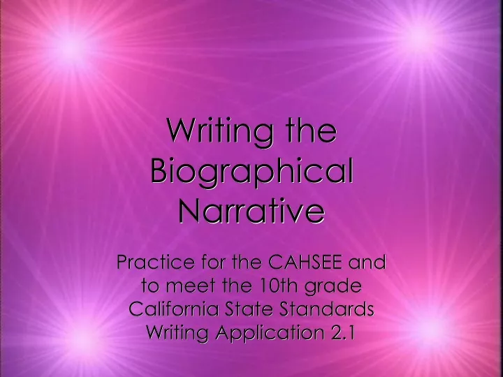 writing the biographical narrative