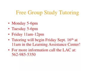 Free Group Study Tutoring