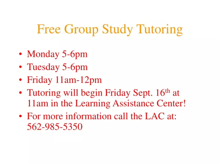 free group study tutoring