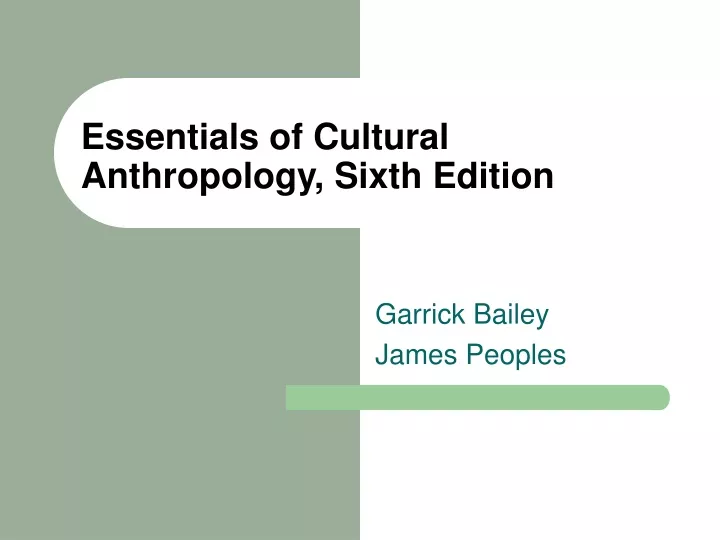 essentials of cultural anthropology sixth edition
