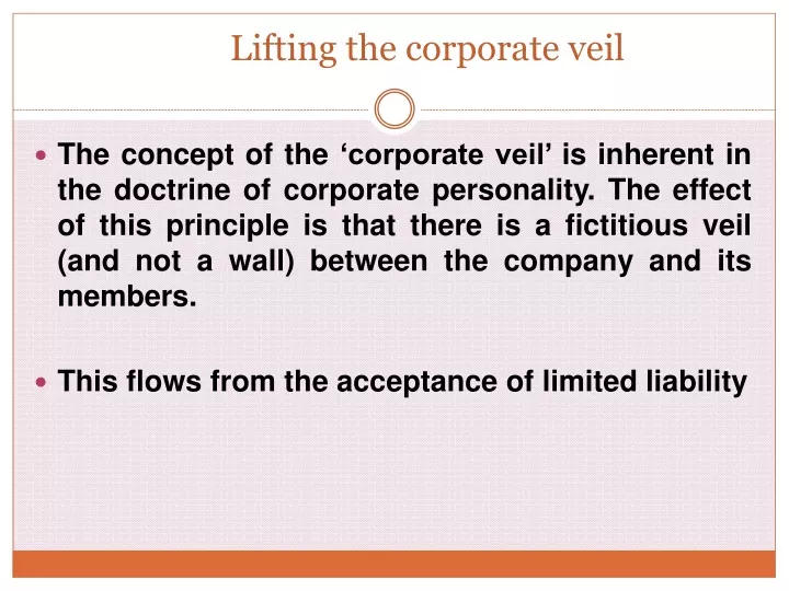 lifting the corporate veil