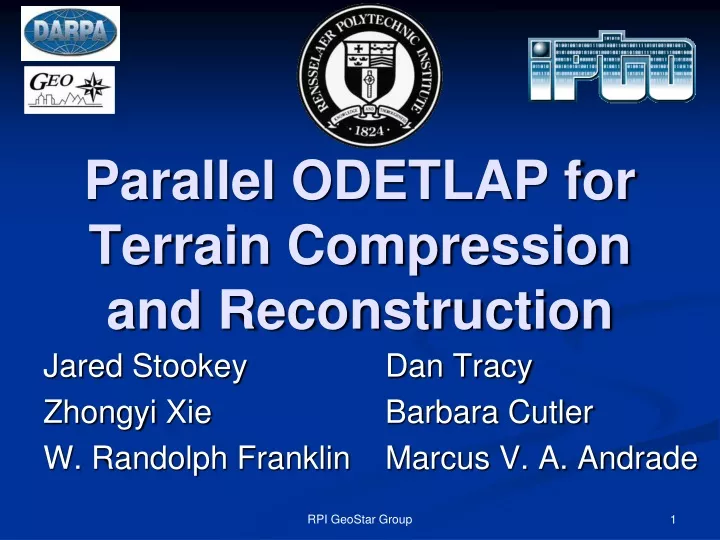 parallel odetlap for terrain compression and reconstruction