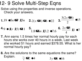 12- 9 Solve Multi-Step Eqns