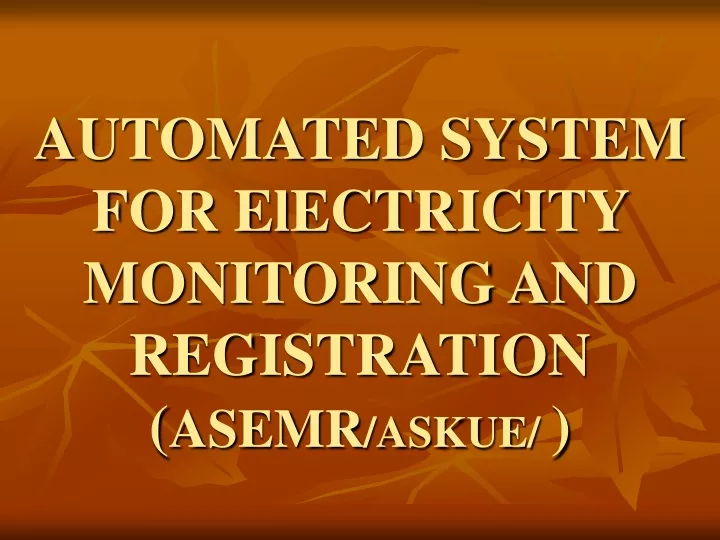 automated system for electricity monitoring and registration asemr askue
