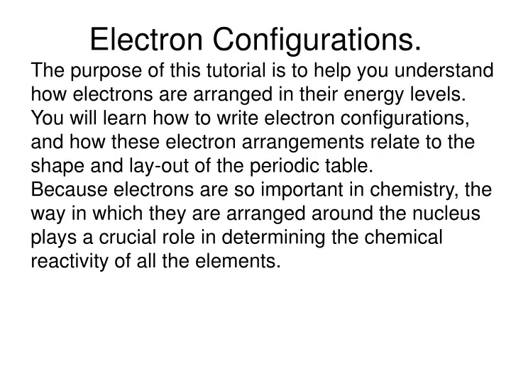 electron configurations