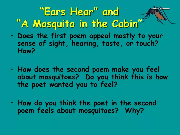 ears hear and a mosquito in the cabin