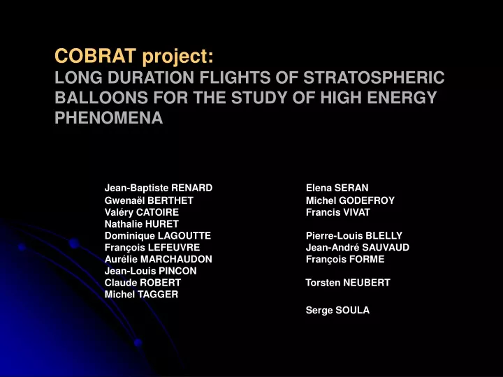 cobrat project long duration flights
